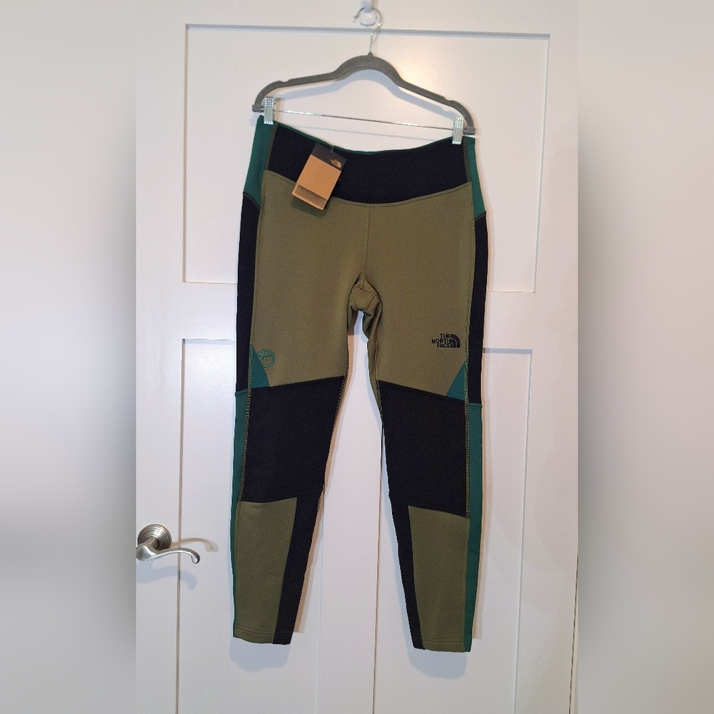 North Face Steep Tech Fleece Tights XL NWT Green Black Stretch Fitted